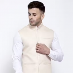 Cream Khadi Linen Fancy Men Ethnic Suits